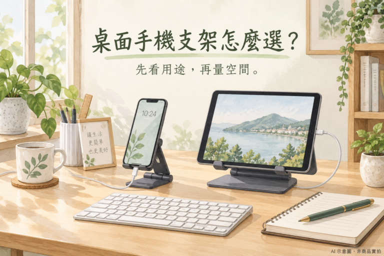 桌面手機支架怎麼選？手機、平板與充電線，先看這 3 件事